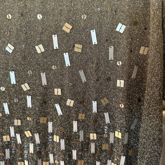 JONES New York Beaded Gold/Grey‎ Shimmery Sweater Tunic Size Large - Picture 7 of 8